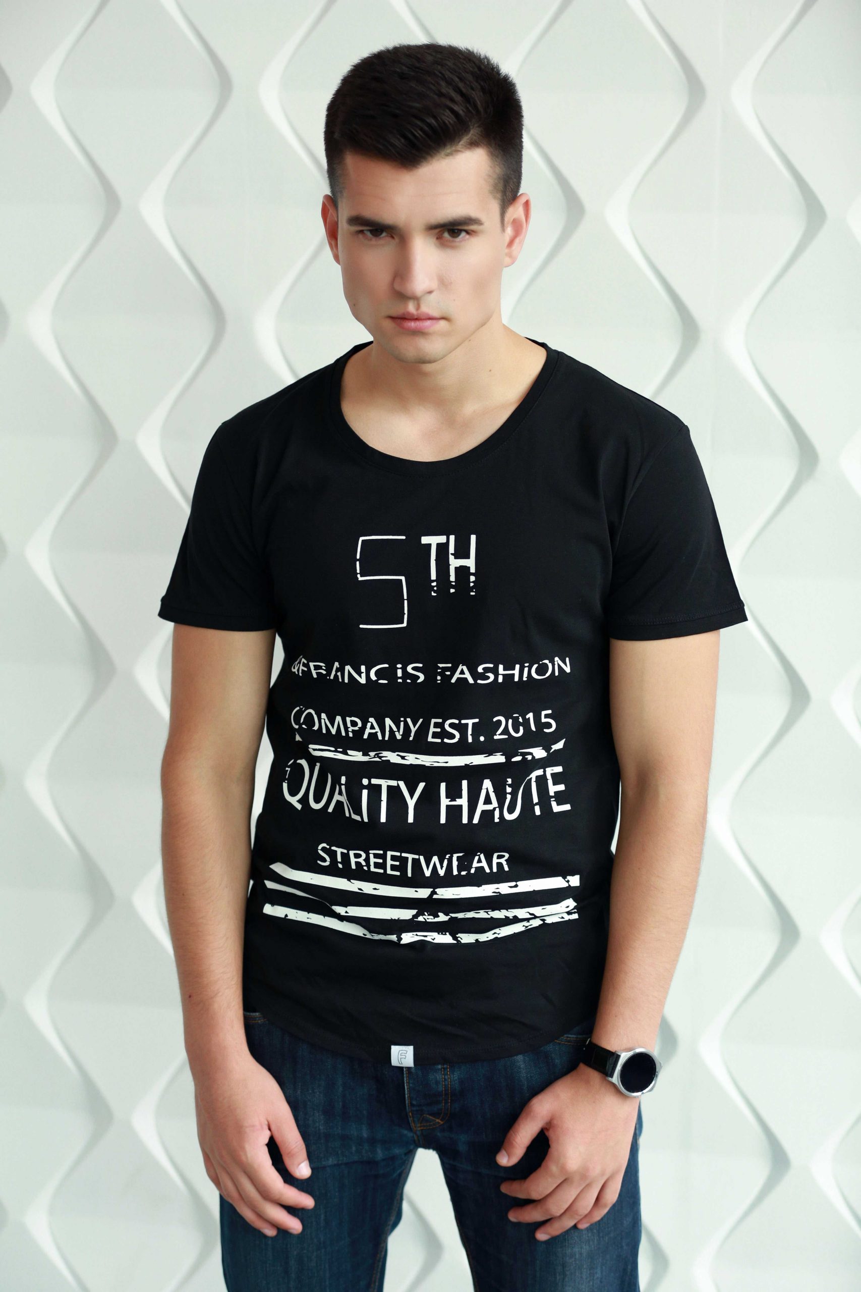 Black white T-shirt men - Fifth & Francis - casual clothing for men