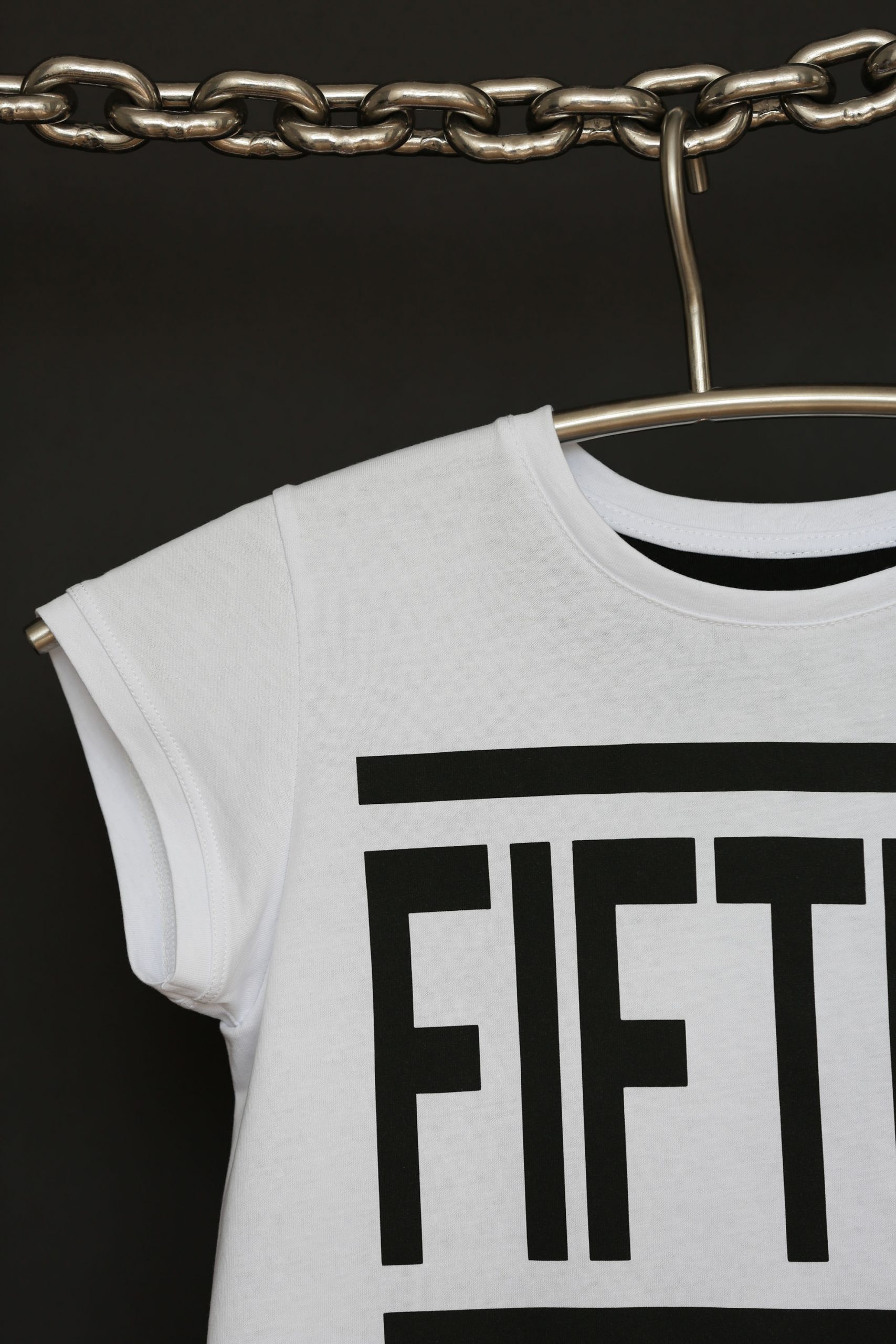 White T-shirt text Fifth Francis - casual clothing for